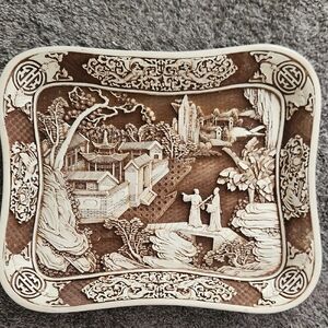 Arnart Imports: Vintage 20th-century white carved cinnabar resin tray